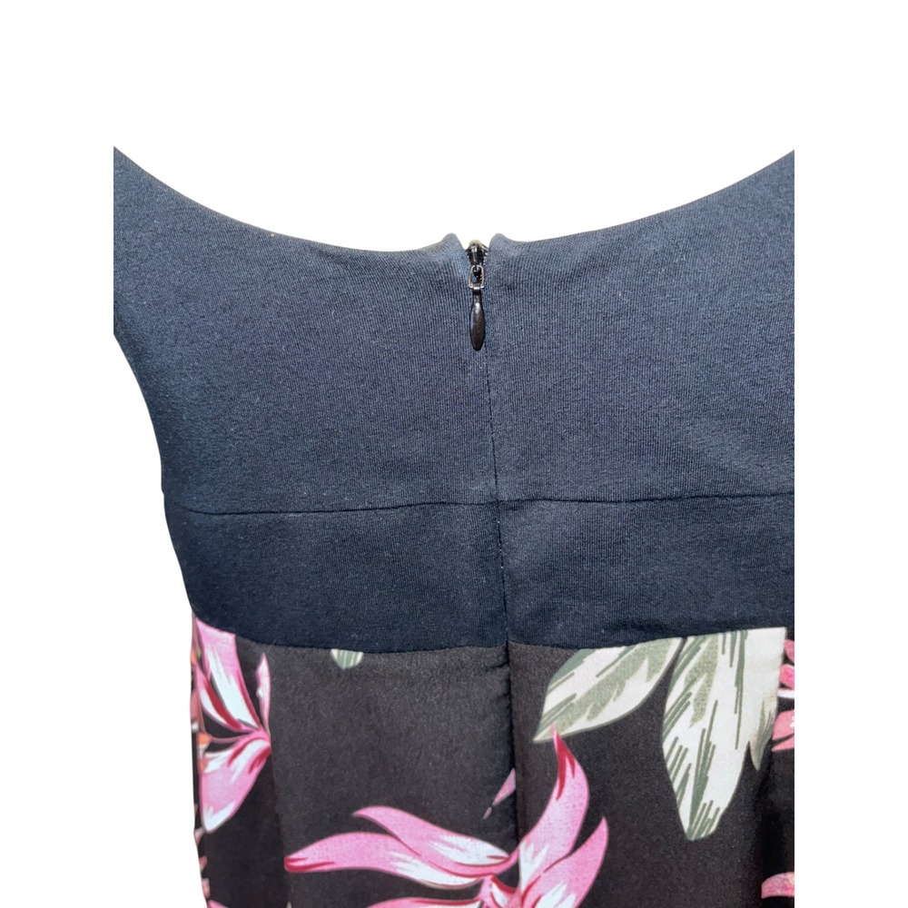 Cabi Beach Club Dress Medium Black Pink Tropical Floral Surplice Midi 5384 Vacay - Picture 8 of 13